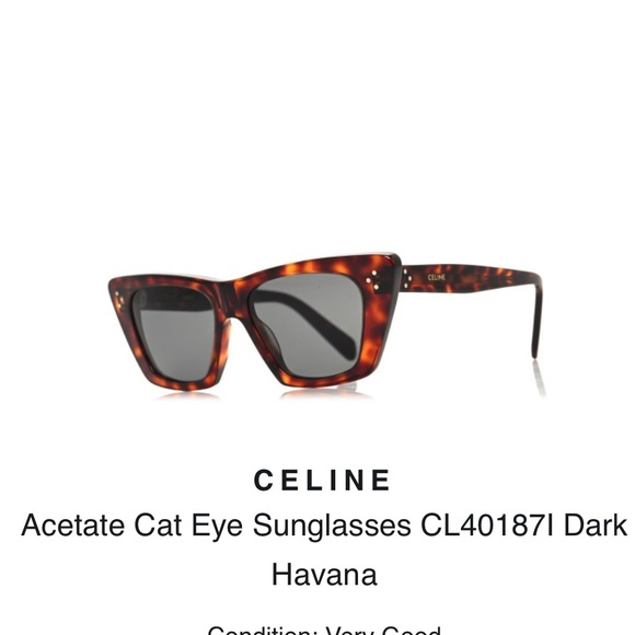 CELINE Cat Eye Sunglasses CL40187I Dark Havana Brown - Picture 3 of 10